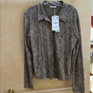 Zara Zebra Print Blouse - Black and Tan